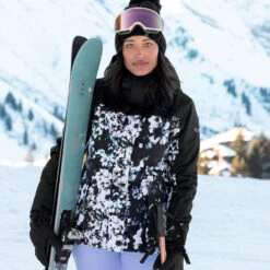 Roxy Jetty Block Snowboardjacke True Black/Black Flowers Damen -Skiausrüstung roxy jetty block erjtj03357 kvj1 06 gross